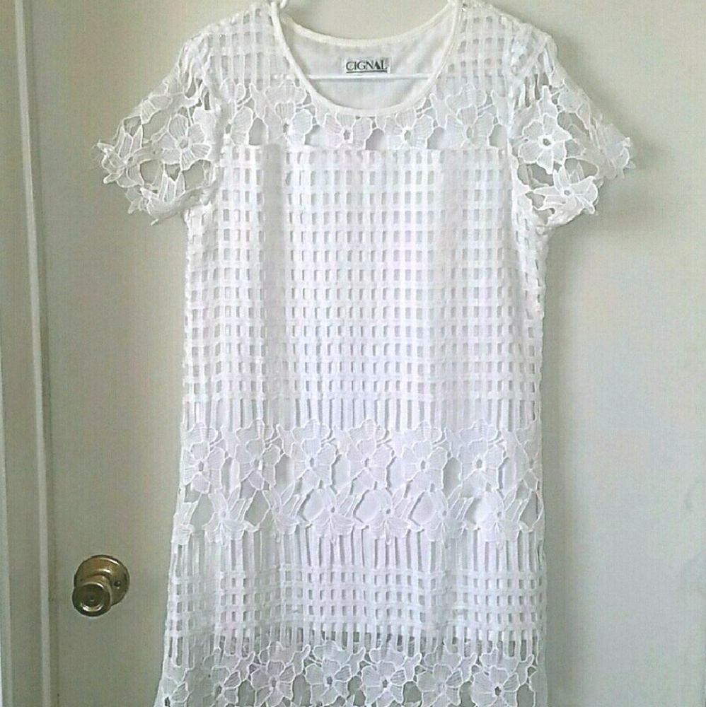 White Eyelet TShirt Style Dress